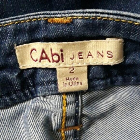 Vtg CAbi #764 Low Rise Cropped Skinny Dark Wash Whiskered Jeans Sz 2 - Picture 3 of 11